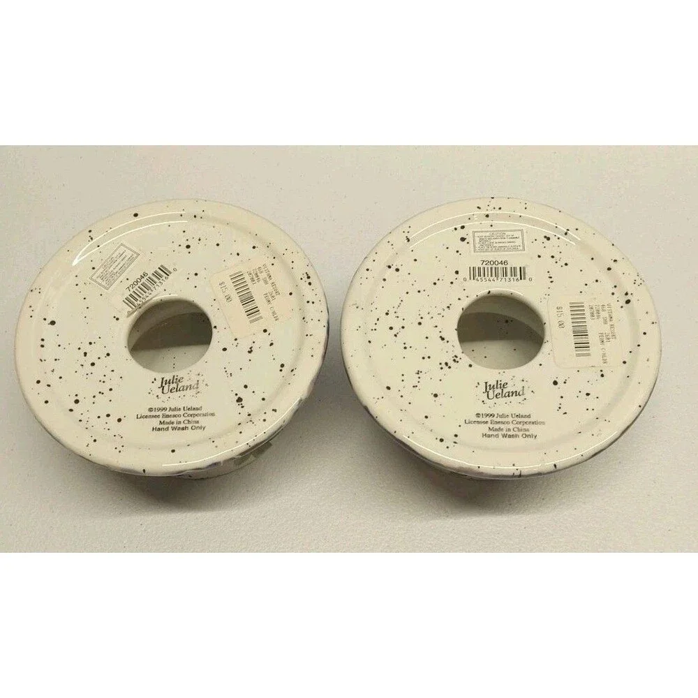 Vtg Julie Ueland Peony Candle Holders Set 2 Floral Farmhouse Vistana Resort 1999